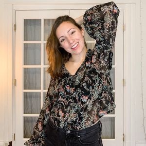 Sheer Floral Blouse